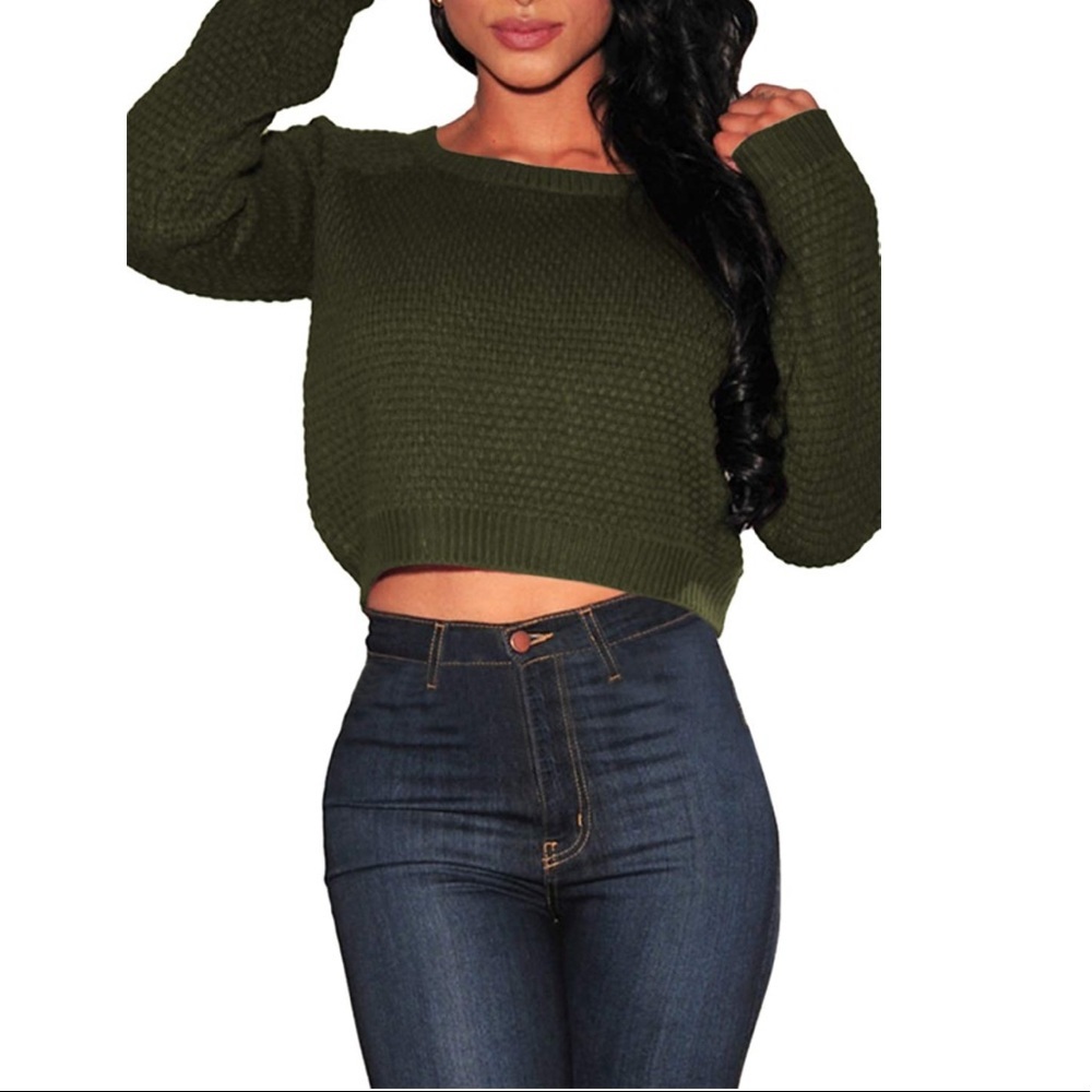 NWOT: Olive Green Knitted Crop Top